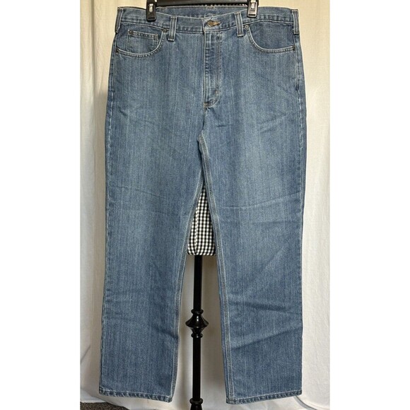 Carhartt BD1483-M Mens Blue Relaxed Fit 5 Pocket Denim Straight Jeans Size 38x32 - Picture 1 of 6